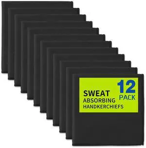 12 Pack Sweat Absorbing Handkerchiefs,Gym Workout Towels Microfiber Sweat Rags Towels for Men & Women, Running Sports accessories Small Cloth for Face Hand,Black Hankies (10" x 10") 12 Pack Sweat Absorbing Handkerchiefs,Gym Workout Towels Microfiber Sweat Rags Towels for Men & Women, Running Sports accessories Small Cloth for Face Hand,Black Hankies (10" x 10")