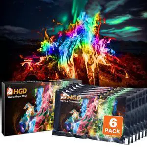 (6 Pack) Magic Campfire Fire Color Changing Packets for Fire Pit, Indoor/Outdoor Fireplace, Bonfire - Rainbow Magical Flame, Camping Accessory, Compatible with Wood (6 Pack) Magic Campfire Fire Color Changing Packets for Fire Pit, Indoor/Outdoor Fireplace, Bonfire - Rainbow Magical Flame, Camping Accessory, Compatible with Wood