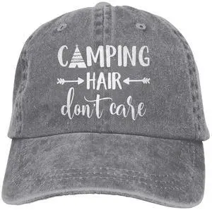 Unisex Camping Hair Don t Care 1 Vintage Jeans Baseball Cap Classic Cotton Dad Hat Adjustable Plain Cap Gray Unisex Camping Hair Don t Care 1 Vintage Jeans Baseball Cap Classic Cotton Dad Hat Adjustable Plain Cap Gray