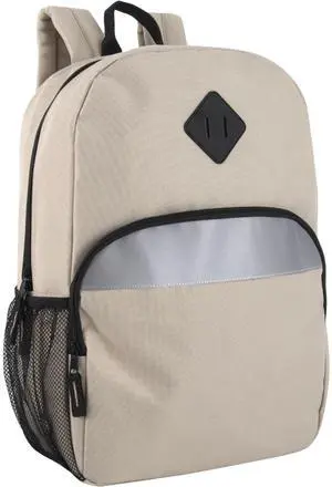 17" Backpack Reflective School Backpack with Padded Straps, Water Bottle Pockets for Kids & Adults, School Travel Camp (Khaki) 17" Backpack Reflective School Backpack with Padded Straps, Water Bottle Pockets for Kids & Adults, School Travel Camp (Khaki)