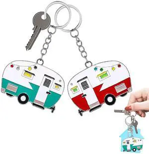 2 Pack Camper Keychain Set Happy RV Camper Keyring Couples Camping Accessories for Men Women Camper Travel Trailers (red+green) 2 Pack Camper Keychain Set Happy RV Camper Keyring Couples Camping Accessories for Men Women Camper Travel Trailers (red+green)