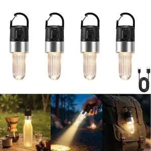 4 Pack Led Camping Lantern USB Rechargeable Outdoor Tent Lights with Clip for Hanging Hook Camping Flashlight Emergency Lamp, 4 Modes/IPX5 Waterproof/Battery Powered (Black) 4 Pack Led Camping Lantern USB Rechargeable Outdoor Tent Lights with Clip for Hanging Hook Camping Flashlight Emergency Lamp, 4 Modes/IPX5 Waterproof/Battery Powered (Black)