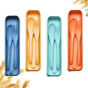 Reusable Travel Utensils Set with Case, 4 Sets Wheat Straw Portable Knife Fork Spoons Cutlery, Eco-Friendly BPA Free Plastic Tableware for Kids Adults Travel Picnic Camping Utensils Reusable Travel Utensils Set with Case, 4 Sets Wheat Straw Portable Knife Fork Spoons Cutlery, Eco-Friendly BPA Free Plastic Tableware for Kids Adults Travel Picnic Camping Utensils