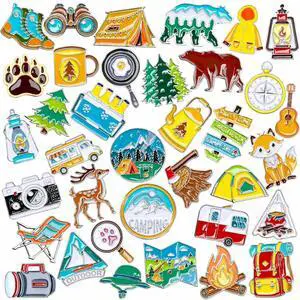 36Pcs Camping Enamel Pins Mountain Lapel Badges Backpack Decor 36Pcs Camping Enamel Pins Mountain Lapel Badges Backpack Decor