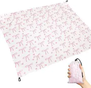 Bow Pocket Picnic Blanket Lightweight Portable Compact Beach Mat 55 x 60inch Foldable Fits into Small Bag Sandproof Waterproof Quick Dry Outdoor Picnic Mat for Hiking Camping Travel, Pink Bow Pocket Picnic Blanket Lightweight Portable Compact Beach Mat 55 x 60inch Foldable Fits into Small Bag Sandproof Waterproof Quick Dry Outdoor Picnic Mat for Hiking Camping Travel, Pink