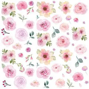 60 Pcs Flower Peel and Stick Wall Decals Watercolor Vinyl Peony Floral and Leaves Wall Stickers Pastel Flower Decor for Girls Bedroom Nursery Classroom Living Room 60 Pcs Flower Peel and Stick Wall Decals Watercolor Vinyl Peony Floral and Leaves Wall Stickers Pastel Flower Decor for Girls Bedroom Nursery Classroom Living Room