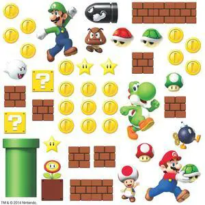 RMK2351SCS Nintendo New Super Mario Bros Build a Scene Peel and Stick Wall Decals, Multicolored RMK2351SCS Nintendo New Super Mario Bros Build a Scene Peel and Stick Wall Decals, Multicolored