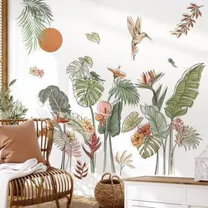 Boho Tropical Leaves Flower Plants Sun Wall Decals Stickers Boho Tropical Leaves Flower Plants Sun Wall Decals Stickers