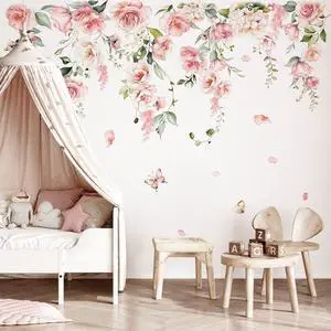 Pink Peony Flower Rose Floral Wall Decals Stickers (XL) Pink Peony Flower Rose Floral Wall Decals Stickers (XL)