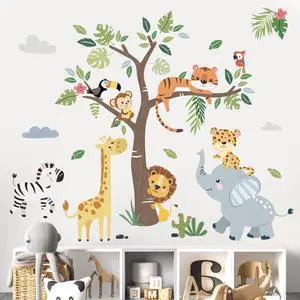 Jungle Animals Tree Elephant Wall Decals Stickers Nursery Decor Jungle Animals Tree Elephant Wall Decals Stickers Nursery Decor