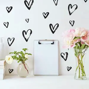 RMK4884SCS Black Sketchy Hearts Peel and Stick Wall Decals RMK4884SCS Black Sketchy Hearts Peel and Stick Wall Decals