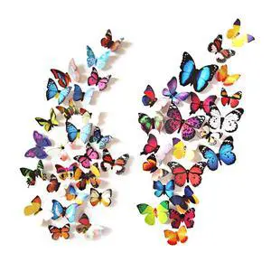 Butterfly Wall Stickers - 80 Pcs 3D Butterflies Decor Mural Wall Decals for Home Room Bedroom Decorations, Removable Reusable Decor Butterfly Wall Stickers - 80 Pcs 3D Butterflies Decor Mural Wall Decals for Home Room Bedroom Decorations, Removable Reusable Decor