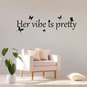 Her Vibe is Pretty Wall Decal Decor Vivid Butterflies Wall Sticker Inspirational Quotes Positive Wall Decal Sticker for Women Office 31.5 x 9.4 Inch (Simple Style,Black) Her Vibe is Pretty Wall Decal Decor Vivid Butterflies Wall Sticker Inspirational Quotes Positive Wall Decal Sticker for Women Office 31.5 x 9.4 Inch (Simple Style,Black)