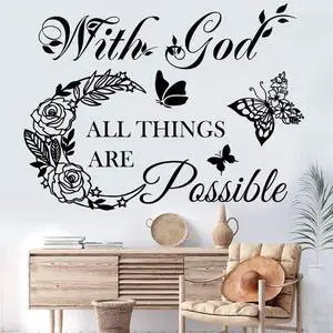 Inspirational God Things are Possible Vinyl Wall Sticker Peel and Stick Quote Bible Sticker Christian Wall Decor Quote Wall Art Stickers for Home Walls Living Room Bedroom Decoration Inspirational God Things are Possible Vinyl Wall Sticker Peel and Stick Quote Bible Sticker Christian Wall Decor Quote Wall Art Stickers for Home Walls Living Room Bedroom Decoration