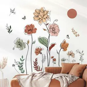 Boho Flower Bohemian Floral Plants Sun Wall Decals Stickers Boho Flower Bohemian Floral Plants Sun Wall Decals Stickers