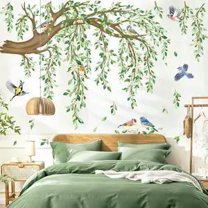 Tree Branch Hanging Vine Green Leaf Wall Decals Stickers (XL) Tree Branch Hanging Vine Green Leaf Wall Decals Stickers (XL)