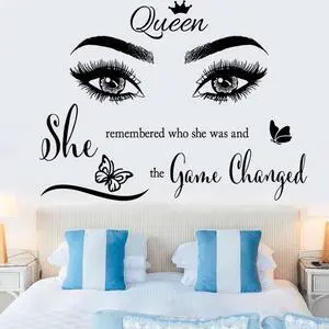 Inspirational Wall Sticker Pretty Eyelashes Eyes Wall Decals Motivational Word Letter Decal Wall Art Quote She Remembered Who She Was and The Game Changed Wall Stickers for Women Girls Bedroom Living Inspirational Wall Sticker Pretty Eyelashes Eyes Wall Decals Motivational Word Letter Decal Wall Art Quote She Remembered Who She Was and The Game Changed Wall Stickers for Women Girls Bedroom Living