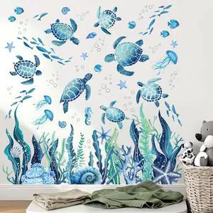 Ocean Sea Turtle Wall Stickers - Under The Sea Marine Theme Seaweed Grass Wall Decals - Baby Nursery Kids Bedroom Daycare Bathroom Wall Decor Stickers Ocean Sea Turtle Wall Stickers - Under The Sea Marine Theme Seaweed Grass Wall Decals - Baby Nursery Kids Bedroom Daycare Bathroom Wall Decor Stickers