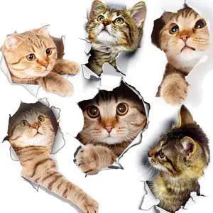 6PCS 3D Wall Stickers Cats Self Adhesive, Kids Wall Decals/Removable Vinyl Art Murals for Living Room Baby Rooms Bedroom Toilet House Wall DIY Decoration 6PCS 3D Wall Stickers Cats Self Adhesive, Kids Wall Decals/Removable Vinyl Art Murals for Living Room Baby Rooms Bedroom Toilet House Wall DIY Decoration