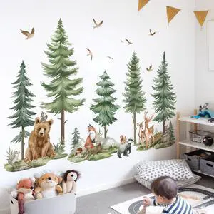 Mountain Tree Wall Stickers Large Pine Tree Forest Animals Bear Deer Peel and Stick Wall Art Decals for Kids Bedroom Baby Nursery Mountain Tree Wall Stickers Large Pine Tree Forest Animals Bear Deer Peel and Stick Wall Art Decals for Kids Bedroom Baby Nursery