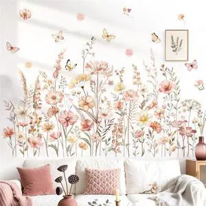 Boho Flowers Wildflower Floral Grass Plants Wall Decals Stickers Boho Flowers Wildflower Floral Grass Plants Wall Decals Stickers