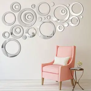 Round Mirror Stickers for Walls, 32 Pcs Acrylic Removable, 1.5-13.5 cm, Silver Round Mirror Stickers for Walls, 32 Pcs Acrylic Removable, 1.5-13.5 cm, Silver