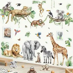 Jungle Animals Tree Safari Giraffe Wall Decals Stickers (XL) Jungle Animals Tree Safari Giraffe Wall Decals Stickers (XL)