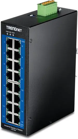 TRENDnet 16-Port Industrial Gigabit L2 Managed DIN-Rail Switch, TI-G160i TRENDnet 16-Port Industrial Gigabit L2 Managed DIN-Rail Switch, TI-G160i