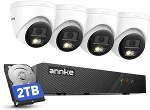 ANNKE H500 5MP PoE Security Camera System, 4pcs 3K Outdoor IP Cams, Red and Blue Light Alarm, AI Detection, 8CH NVR with 2TB HDD for 24/7 Recording, Two-Way Audio, Color Night Vision, IP67 ANNKE H500 5MP PoE Security Camera System, 4pcs 3K Outdoor IP Cams, Red and Blue Light Alarm, AI Detection, 8CH NVR with 2TB HDD for 24/7 Recording, Two-Way Audio, Color Night Vision, IP67