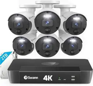 Swann Home Security Cameras with 2TB HDD, 4K Ultra HD NVR Security Camera System, 6 Cam 8 Channel, Wired Surveillance Security Camera Outdoor Indoor, PoE, Color Night Vision, Heat Motion Detection Swann Home Security Cameras with 2TB HDD, 4K Ultra HD NVR Security Camera System, 6 Cam 8 Channel, Wired Surveillance Security Camera Outdoor Indoor, PoE, Color Night Vision, Heat Motion Detection