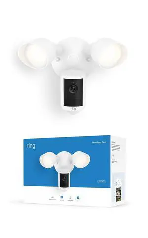 Ring Floodlight Cam, Wired (newest model), Home or business security, Wide-Angle Retinal 2K Video, 6x Enhanced Zoom, Ultra-Bright Floodlights, White Ring Floodlight Cam, Wired (newest model), Home or business security, Wide-Angle Retinal 2K Video, 6x Enhanced Zoom, Ultra-Bright Floodlights, White