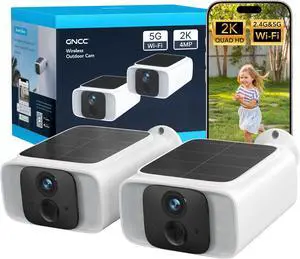 GNCC Solar Security Camera Wireless Outdoor, 2.4GHz & 5GHz WiFi, 4MP 2K GNCC Solar Security Camera Wireless Outdoor, 2.4GHz & 5GHz WiFi, 4MP 2K