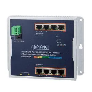 WGS-4215-8P2S Industrial 8-Port 10/100/1000T 802.3at PoE + 2-Port 100/1000X SFP Wall-Mount Managed Switch (-40~75C) WGS-4215-8P2S Industrial 8-Port 10/100/1000T 802.3at PoE + 2-Port 100/1000X SFP Wall-Mount Managed Switch (-40~75C)