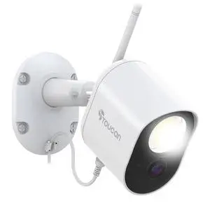 Toucan Outdoor Floodlight Security Camera - AC-Powered, Wi-Fi, 1080p Video, Night Vision, Motion Alert, 1200-lumen Security Light, Two-Way Talk, App with Free 24-Hour Video Recording History Toucan Outdoor Floodlight Security Camera - AC-Powered, Wi-Fi, 1080p Video, Night Vision, Motion Alert, 1200-lumen Security Light, Two-Way Talk, App with Free 24-Hour Video Recording History