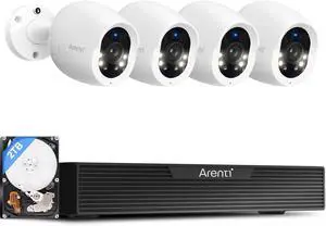ARENTI 4K Security Camera System, 8MP POE Camera System with AI Person Vehicle Detection, 4PCS 4K POE Security Cameras, H.264+ 4K 8CH NVR with 2TB HDD for 24-7 Recording, AIK8-810B4 White ARENTI 4K Security Camera System, 8MP POE Camera System with AI Person Vehicle Detection, 4PCS 4K POE Security Cameras, H.264+ 4K 8CH NVR with 2TB HDD for 24-7 Recording, AIK8-810B4 White