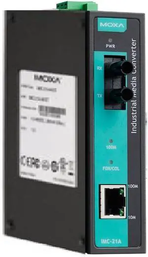 IMC-21A-M-ST-T ethernet - Industrial 10/100BaseT(X) to 100BaseFX Ethernet-to-Fiber Media Converter, Multi Mode, ST Connector, -40 to 75 °C ( Moxa ) IMC-21A-M-ST-T ethernet - Industrial 10/100BaseT(X) to 100BaseFX Ethernet-to-Fiber Media Converter, Multi Mode, ST Connector, -40 to 75 °C ( Moxa )