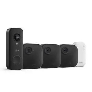 Blink Outdoor 4 and Wired Doorbell 2K+ (newest model) Two-year battery 1080p cameras and 2K hardwired doorbell. Sync Module Core included 3 Cameras + Doorbell (Black) Blink Outdoor 4 and Wired Doorbell 2K+ (newest model) Two-year battery 1080p cameras and 2K hardwired doorbell. Sync Module Core included 3 Cameras + Doorbell (Black)