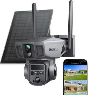 Dragon Touch 4G Cellular Security Camera, 4K Solar Camera Wireless Outdoor, 3 Lens Bullet-PTZ Cam, 360° View, 10X Optical Zoom, AI Track, Color Night Vision, 12000/9W Battery, 64GB Card Included Dragon Touch 4G Cellular Security Camera, 4K Solar Camera Wireless Outdoor, 3 Lens Bullet-PTZ Cam, 360° View, 10X Optical Zoom, AI Track, Color Night Vision, 12000/9W Battery, 64GB Card Included
