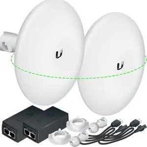 Wireless Bridge Ubiquiti NBE-M5-16 PRE-CONFIGURED, Bundle of 2 Ubiquiti NanoBeam M5, Point to Point Outdoor WiFi Bridge, Plugh and Play, 5GHz, 150+Mbps, 15+km Link Range, Network Bridge Wireless Bridge Ubiquiti NBE-M5-16 PRE-CONFIGURED, Bundle of 2 Ubiquiti NanoBeam M5, Point to Point Outdoor WiFi Bridge, Plugh and Play, 5GHz, 150+Mbps, 15+km Link Range, Network Bridge