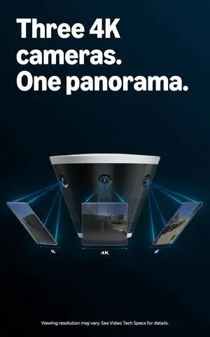 Ring Elite 180 4K, Three Retinal 4K Cameras, 180° Field of View, Built for Business, Panorama Control, Plug-In and PoE Type 4 Compatible, White Ring Elite 180 4K, Three Retinal 4K Cameras, 180° Field of View, Built for Business, Panorama Control, Plug-In and PoE Type 4 Compatible, White