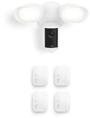 Ring Floodlight Cam Pro (newest model), White with 4 Window and Door Sensors (newest model) Ring Floodlight Cam Pro (newest model), White with 4 Window and Door Sensors (newest model)