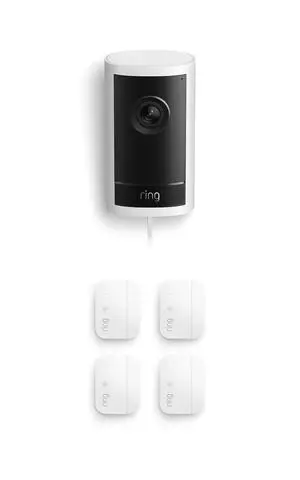Ring Outdoor Cam Pro (newest model), White with 4 Window and Door Sensors (newest model) Ring Outdoor Cam Pro (newest model), White with 4 Window and Door Sensors (newest model)