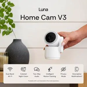 Luna 2K Indoor Cameras for Home Security, and Doorbell Camera, AI Human/Package Detection, Instant Alerts, Night Vision, 2-Way Audio, Battery/Wired Powered, Cloud Storage, 2.4GHz Wi-Fi Smart Luna 2K Indoor Cameras for Home Security, and Doorbell Camera, AI Human/Package Detection, Instant Alerts, Night Vision, 2-Way Audio, Battery/Wired Powered, Cloud Storage, 2.4GHz Wi-Fi Smart