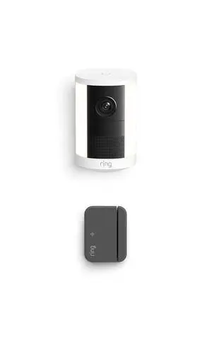 Ring Spotlight Cam, Battery (newest model), White with Outside Door Sensor (newest model) Ring Spotlight Cam, Battery (newest model), White with Outside Door Sensor (newest model)