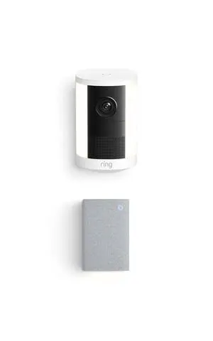 Ring Spotlight Cam, Battery (newest model), White with Chime Plus Ring Spotlight Cam, Battery (newest model), White with Chime Plus