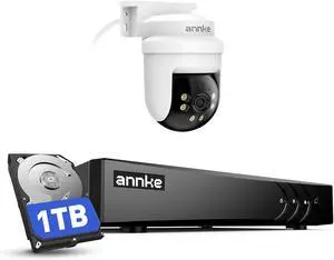 ANNKE 5MP PT Wired Security Camera System Outdoor with Night Vision, One-Way Audio, 8CH 3K Lite DVR and 1 x 5MP CCTV Cameras, 350° pan and 90° tilt, Human&Vehicle Detection,1TB Hard Drive ANNKE 5MP PT Wired Security Camera System Outdoor with Night Vision, One-Way Audio, 8CH 3K Lite DVR and 1 x 5MP CCTV Cameras, 350° pan and 90° tilt, Human&Vehicle Detection,1TB Hard Drive
