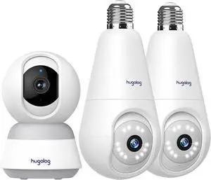 Hugolog 3K Indoor Camera+2K Light Bulb Security Cameras Wireless Outdoor - 2.4GHz Cameras for Home Security Indoor with AI Motion Detection,Starlight Color Night Vision, 360°Auto Tracking Hugolog 3K Indoor Camera+2K Light Bulb Security Cameras Wireless Outdoor - 2.4GHz Cameras for Home Security Indoor with AI Motion Detection,Starlight Color Night Vision, 360°Auto Tracking