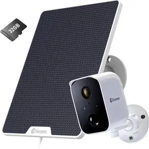 Swann Solar Security Cameras Wireless Outdoor, Solar&Battery Powered Cameras for Home Security with a 32GB Micro SD Card, Night Vision, 2-Way Talk, Motion Detection, Compatible with Alexa/Google Home Swann Solar Security Cameras Wireless Outdoor, Solar&Battery Powered Cameras for Home Security with a 32GB Micro SD Card, Night Vision, 2-Way Talk, Motion Detection, Compatible with Alexa/Google Home