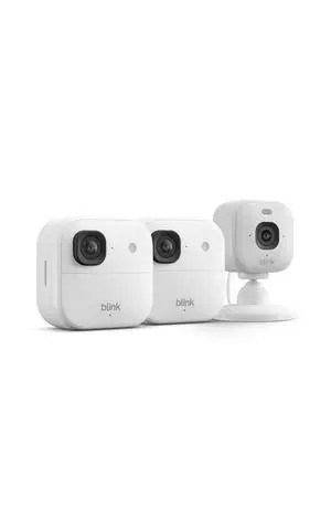 Blink Outdoor 2K+ and Mini 2K+ (newest model) Wireless and plug-in 2K resolution smart security cameras, Sync Module Core included 3 Cameras (White) Blink Outdoor 2K+ and Mini 2K+ (newest model) Wireless and plug-in 2K resolution smart security cameras, Sync Module Core included 3 Cameras (White)