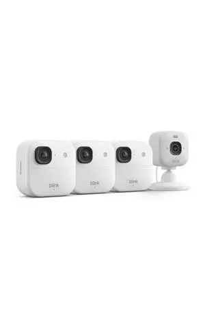 Blink Outdoor 2K+ and Mini 2K+ (newest model) Wireless and plug-in 2K resolution smart security cameras, Sync Module Core included 4 Cameras (White) Blink Outdoor 2K+ and Mini 2K+ (newest model) Wireless and plug-in 2K resolution smart security cameras, Sync Module Core included 4 Cameras (White)